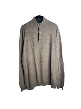 1-13 FORTE CASHMERE Men's Sweater Button Henley Light Brown Size XL